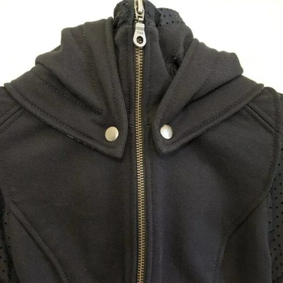 Buddhaful Designs Freq G Crop Hooded Jacket Mesh Black Cyber Goth - Picture 5 of 6